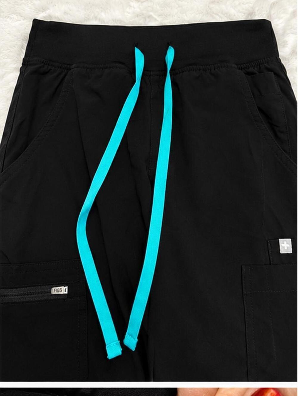 Figs Zamora FreeX Windbreaker black + teal Lined scrub pants #scrubs #medical